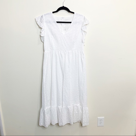 SHEIN Dresses & Skirts - White Eyelet Midi Dress Size Large